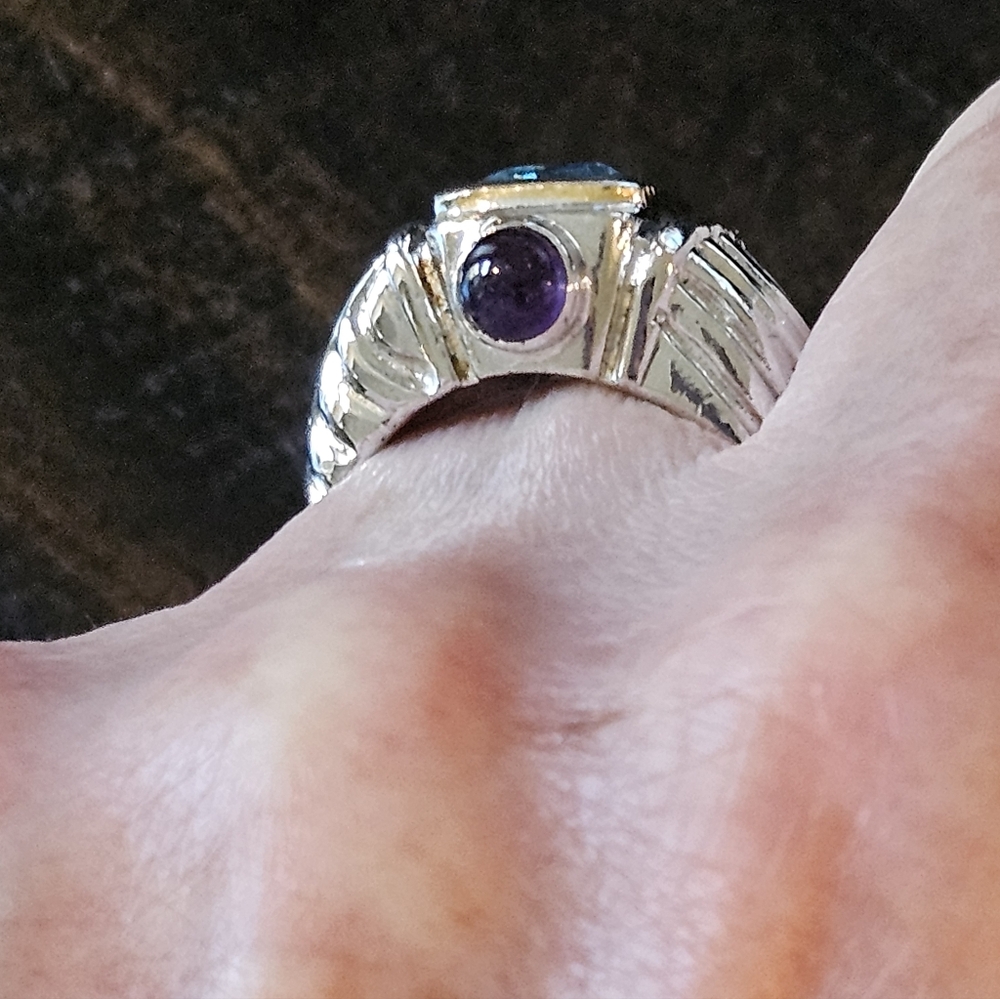 Sterling Silver Topaz/Amethyst Ring - Picture 2 of 8